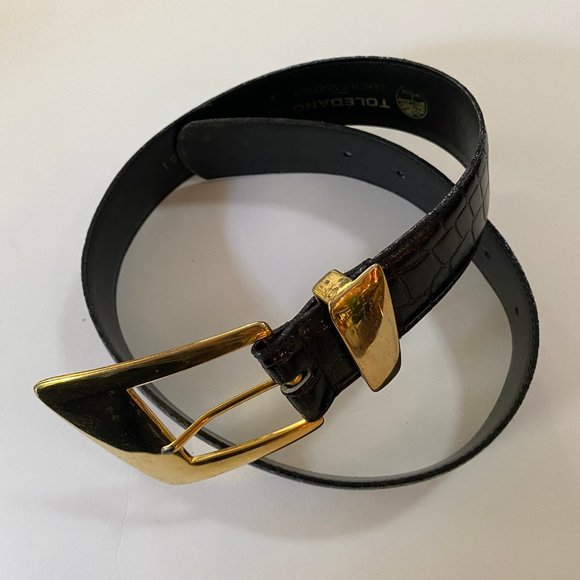 Toledano reptile embossed leather belt size S - Picture 2 of 6